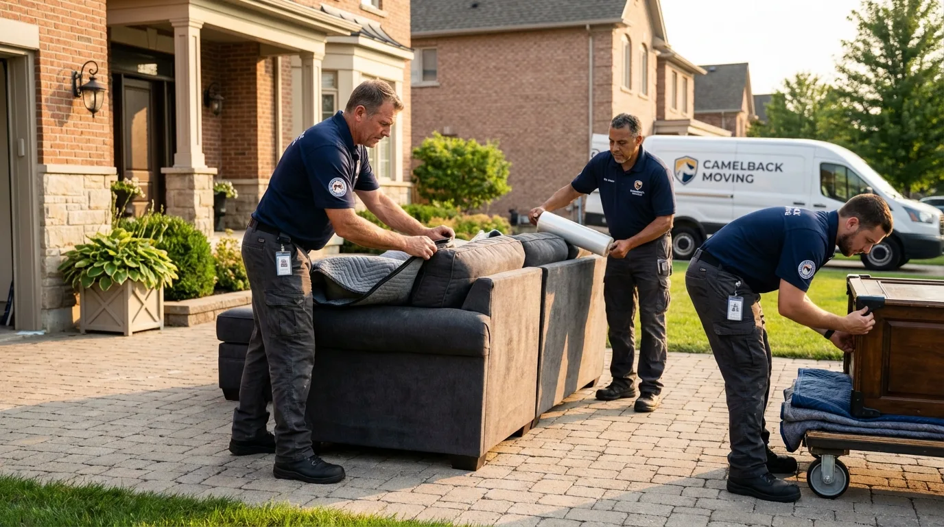 Large estate moving crew wrapping furniture in Shreve, OH