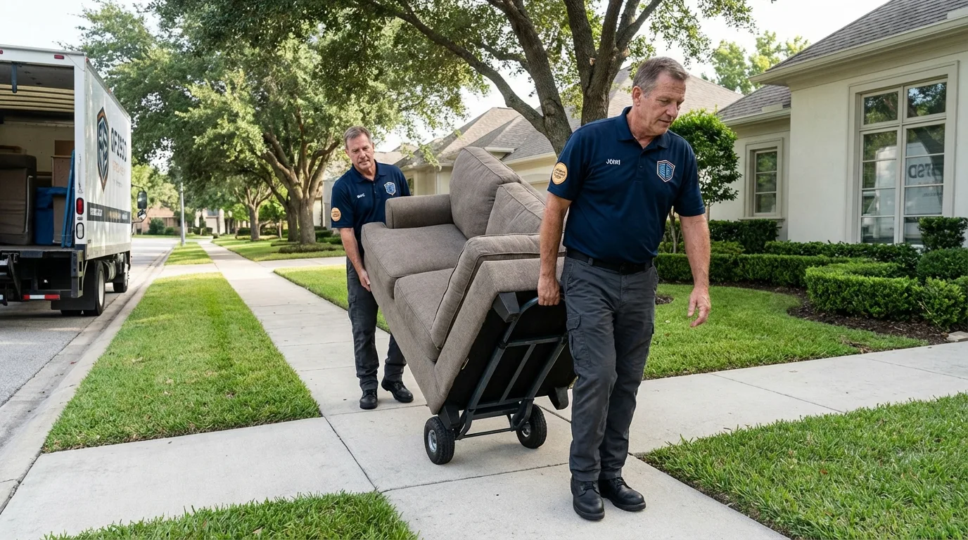 Local residential moving crew loading furniture in Shreve, OH